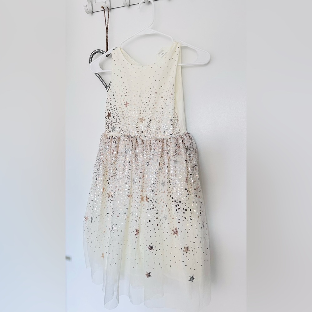 H&M White and Silver Sequin Dress